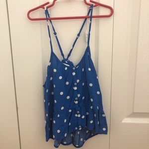 small blue and white abercrombie polka dot tank